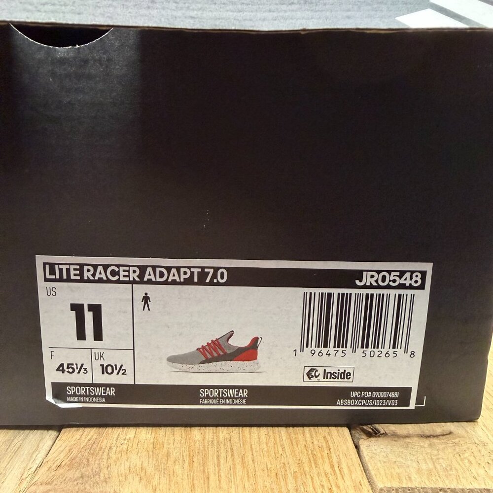 Adidas Men's Lite Racer Adapt 7.0 Gray/Red/White Sz 11 Cloudfoam Sneakers NWT - Picture 10 of 14